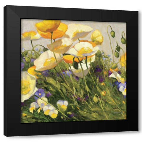 Poppies and Pansies I Black Modern Wood Framed Art Print with Double Matting by Novak, Shirley