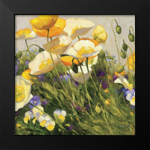 Poppies and Pansies I Black Modern Wood Framed Art Print by Novak, Shirley