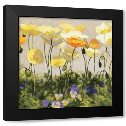 Poppies and Pansies II Black Modern Wood Framed Art Print by Novak, Shirley