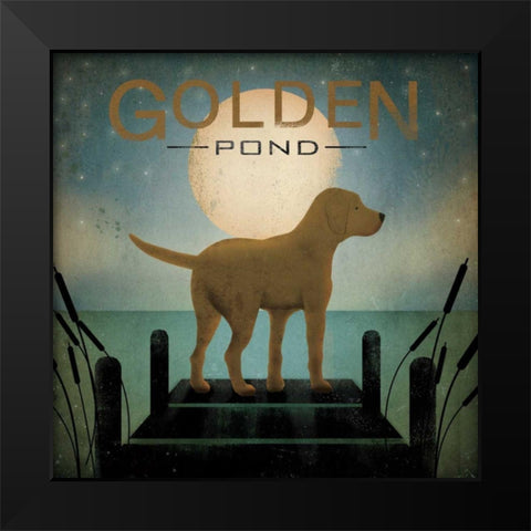 Moonrise Yellow Dog - Golden Pond Black Modern Wood Framed Art Print by Fowler, Ryan