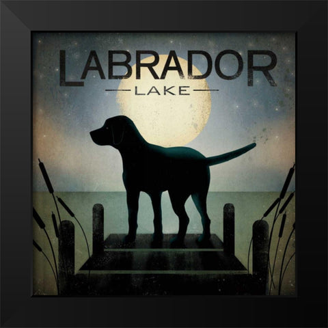 Moonrise Black Dog - Labrador Lake Black Modern Wood Framed Art Print by Fowler, Ryan
