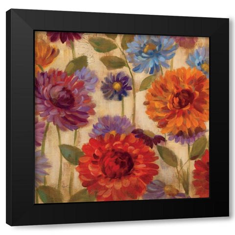 Rainbow Dahlias Crop II Black Modern Wood Framed Art Print by Vassileva, Silvia