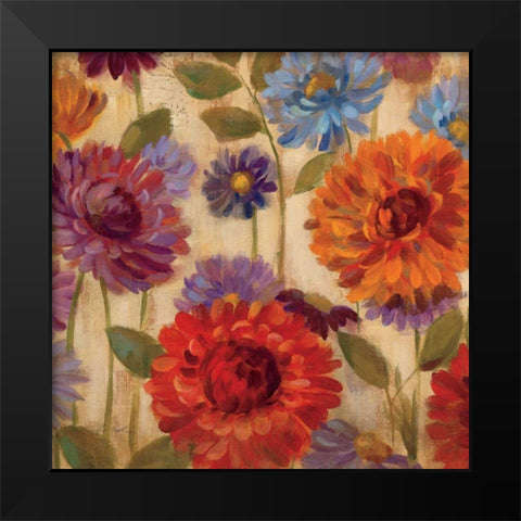 Rainbow Dahlias Crop II Black Modern Wood Framed Art Print by Vassileva, Silvia