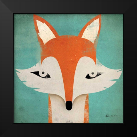 Fox Black Modern Wood Framed Art Print by Fowler, Ryan
