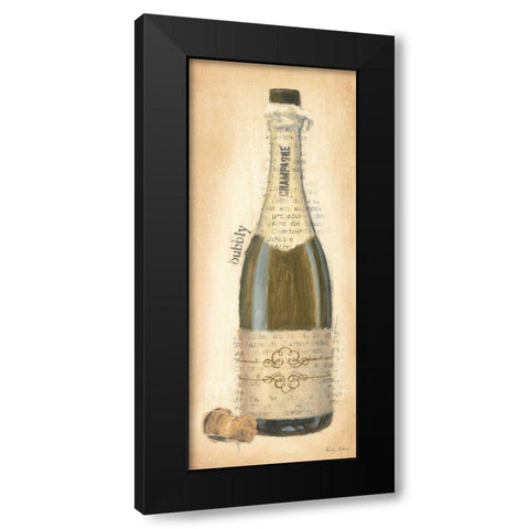 Bubbly Champagne Bottle Black Modern Wood Framed Art Print with Double Matting by Adams, Emily