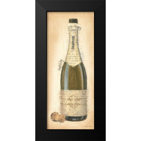 Bubbly Champagne Bottle Black Modern Wood Framed Art Print by Adams, Emily
