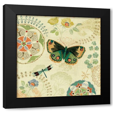 Folk Floral II Black Modern Wood Framed Art Print with Double Matting by Brissonnet, Daphne