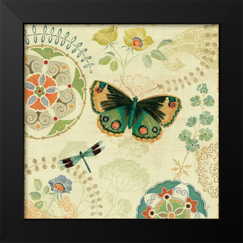 Folk Floral II Black Modern Wood Framed Art Print by Brissonnet, Daphne