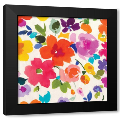 Bright Florals II Black Modern Wood Framed Art Print by Wild Apple Portfolio
