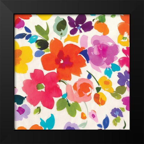 Bright Florals II Black Modern Wood Framed Art Print by Wild Apple Portfolio