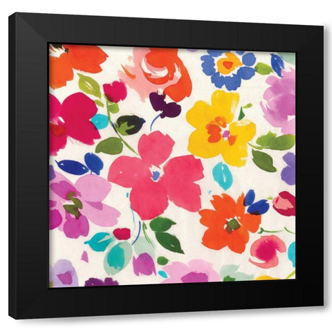 Bright Florals III Black Modern Wood Framed Art Print by Wild Apple Portfolio