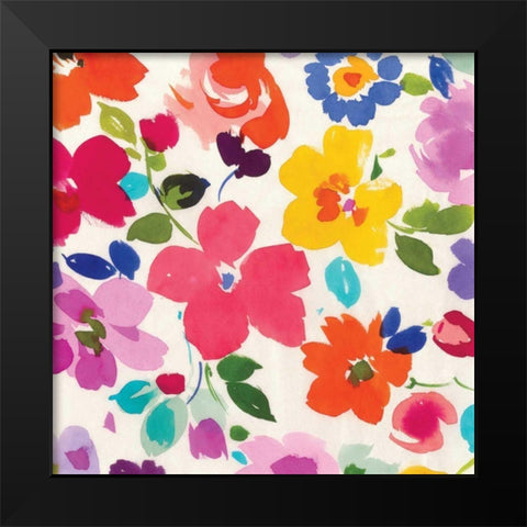 Bright Florals III Black Modern Wood Framed Art Print by Wild Apple Portfolio