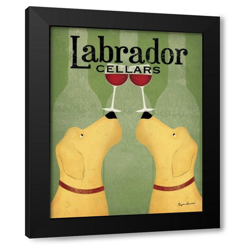 Two Labrador Wine Dogs Black Modern Wood Framed Art Print by Fowler, Ryan
