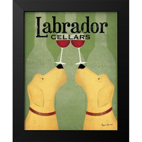 Two Labrador Wine Dogs Black Modern Wood Framed Art Print by Fowler, Ryan