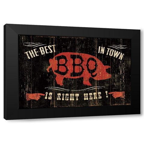 The Best BBQ in Town Black Modern Wood Framed Art Print by Pela Studio