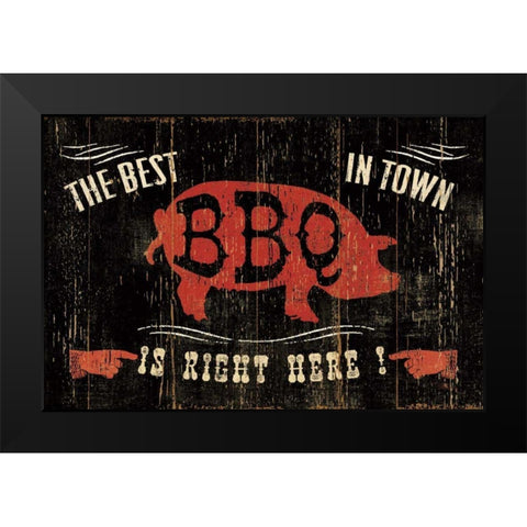 The Best BBQ in Town Black Modern Wood Framed Art Print by Pela Studio