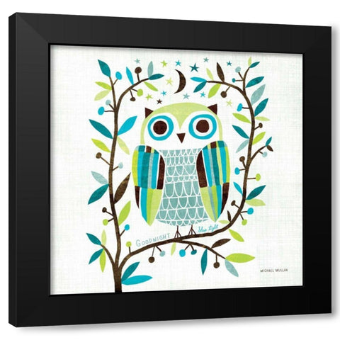 Night Owl II Square Black Modern Wood Framed Art Print with Double Matting by Mullan, Michael