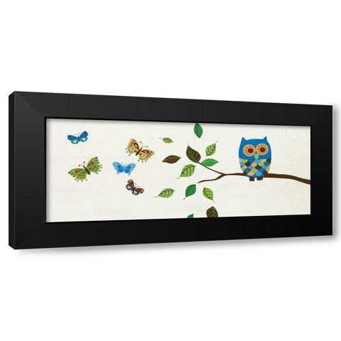 Good Morning Owl Black Modern Wood Framed Art Print by Wild Apple Portfolio