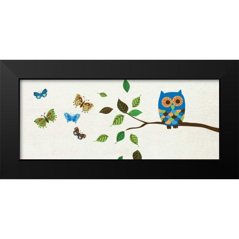 Good Morning Owl Black Modern Wood Framed Art Print by Wild Apple Portfolio