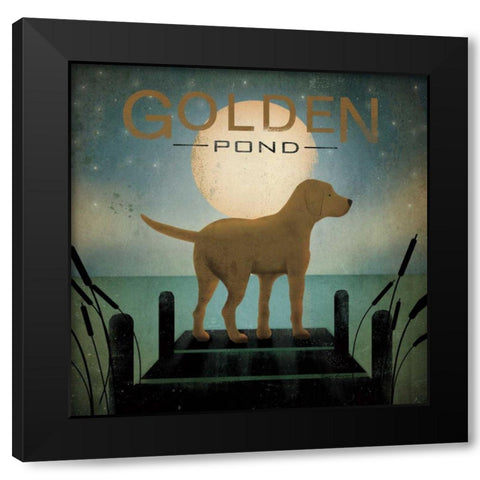 Moonrise Yellow Dog - Golden Pond Black Modern Wood Framed Art Print by Fowler, Ryan
