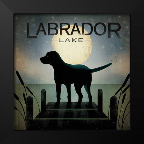 Moonrise Black Dog - Labrador Lake Black Modern Wood Framed Art Print by Fowler, Ryan