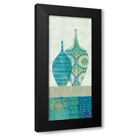 Blue Spice Stripe Panel I Black Modern Wood Framed Art Print by Wild Apple Portfolio