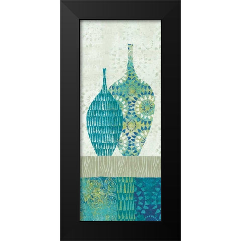 Blue Spice Stripe Panel I Black Modern Wood Framed Art Print by Wild Apple Portfolio