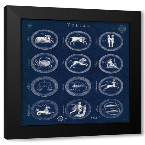 Blueprint Zodiac Black Modern Wood Framed Art Print with Double Matting by Schlabach, Sue