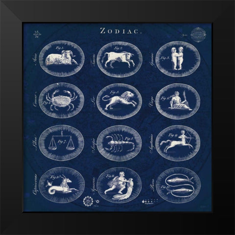 Blueprint Zodiac Black Modern Wood Framed Art Print by Schlabach, Sue