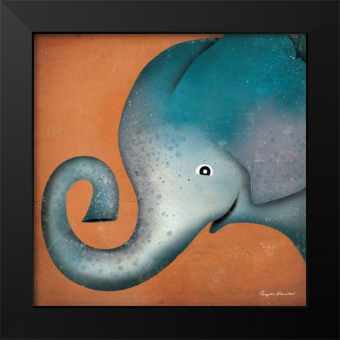 Elephant WOW Black Modern Wood Framed Art Print by Fowler, Ryan