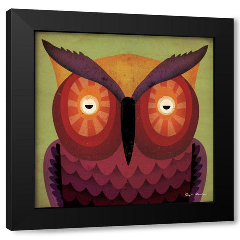 Owl WOW Black Modern Wood Framed Art Print by Fowler, Ryan