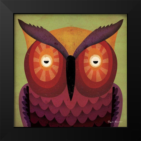 Owl WOW Black Modern Wood Framed Art Print by Fowler, Ryan