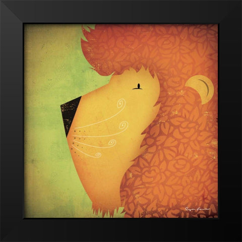 Lion WOW Black Modern Wood Framed Art Print by Fowler, Ryan