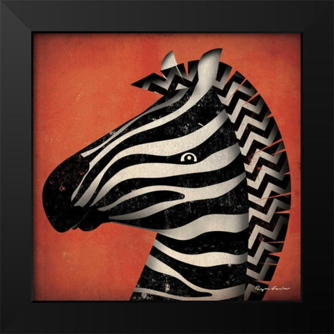 Zebra WOW Black Modern Wood Framed Art Print by Fowler, Ryan