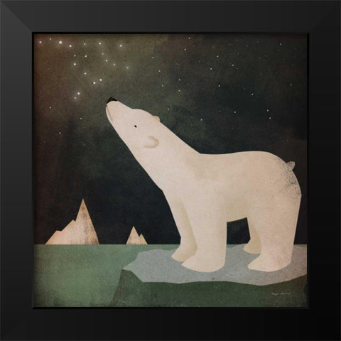 Constellations Polar Bear Black Modern Wood Framed Art Print by Fowler, Ryan
