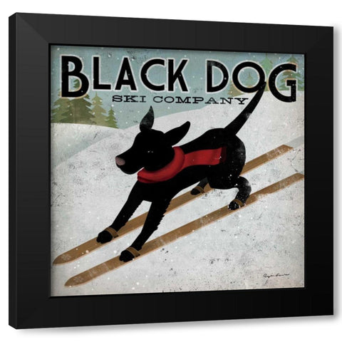Black Dog Ski Black Modern Wood Framed Art Print by Fowler, Ryan