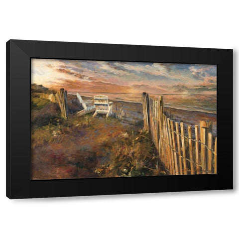 The Beach at Sunset Black Modern Wood Framed Art Print with Double Matting by Hageman, Marilyn