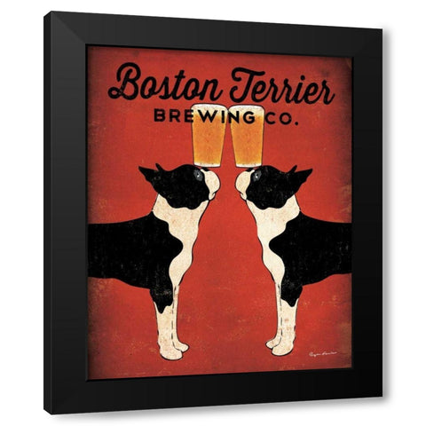 Boston Terrier Brewing Co Black Modern Wood Framed Art Print by Fowler, Ryan