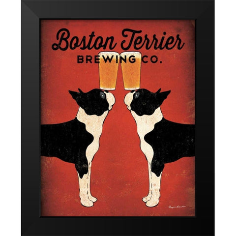 Boston Terrier Brewing Co Black Modern Wood Framed Art Print by Fowler, Ryan