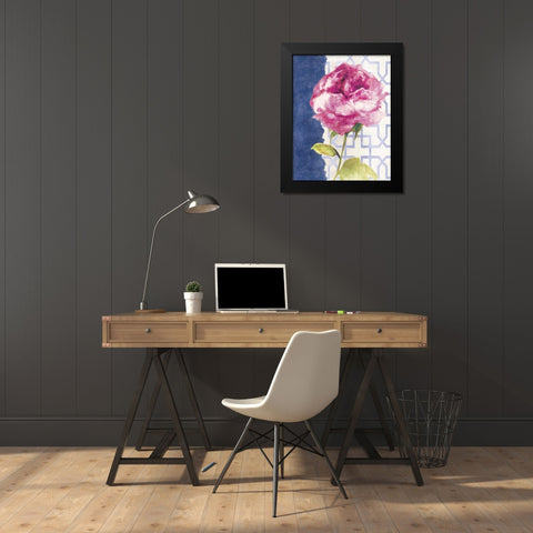 Antique Floral on White II Black Modern Wood Framed Art Print by Wild Apple Portfolio