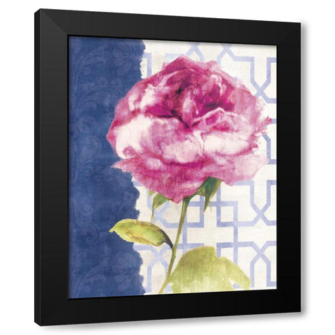 Antique Floral on White II Black Modern Wood Framed Art Print by Wild Apple Portfolio