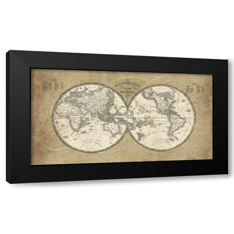 French World Map Black Modern Wood Framed Art Print with Double Matting by Schlabach, Sue