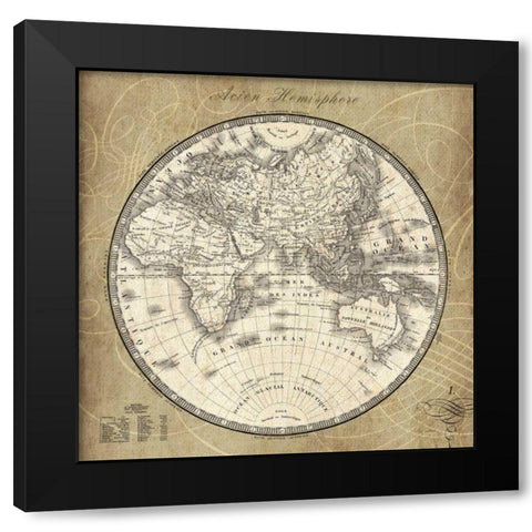 French World Map II Black Modern Wood Framed Art Print with Double Matting by Schlabach, Sue