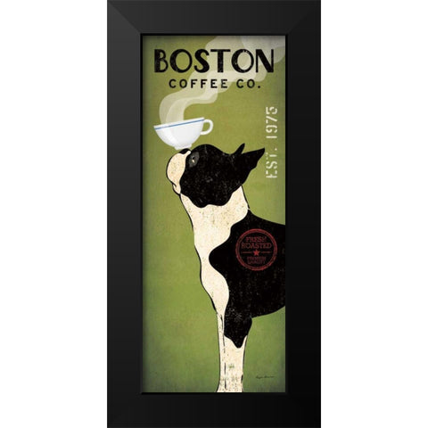 Boston Terrier Coffee Co Black Modern Wood Framed Art Print by Fowler, Ryan