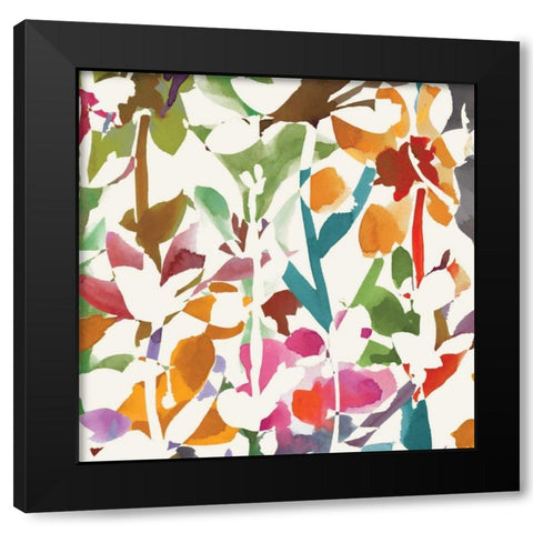 Pink Garden square II White Black Modern Wood Framed Art Print with Double Matting by Wild Apple Portfolio