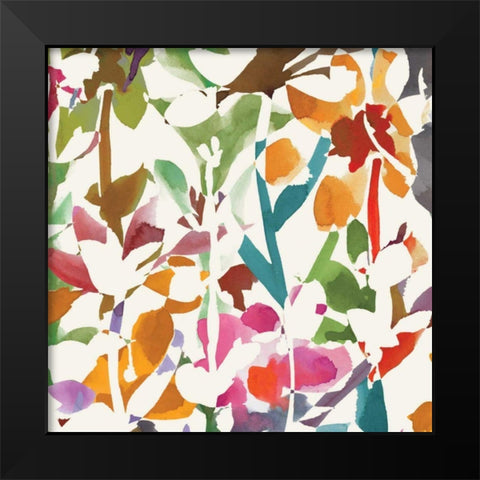 Pink Garden square II White Black Modern Wood Framed Art Print by Wild Apple Portfolio