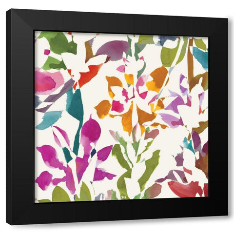 Pink Garden square III White Black Modern Wood Framed Art Print with Double Matting by Wild Apple Portfolio