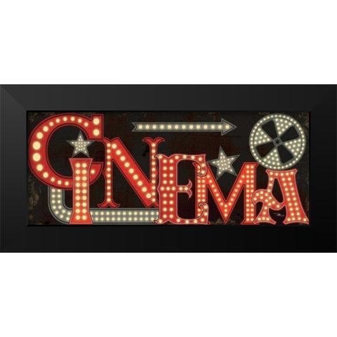 Movie Lights I Black Modern Wood Framed Art Print by Pela Studio