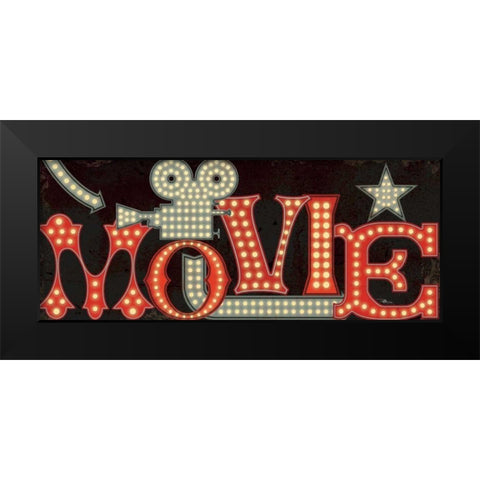 Movie Lights II Black Modern Wood Framed Art Print by Pela Studio