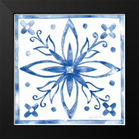 Tile Stencil I Blue Black Modern Wood Framed Art Print by Tavoletti, Anne